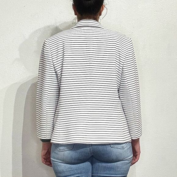 Kasper White Striped Open Front Blazer Sz 16 - Picture 10 of 12